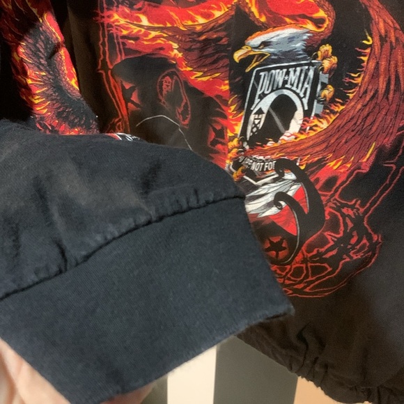 Y2K POW MIA Never Forget Biker Shirt Eagle & Flames Graphic Long Sleeve Medium - Picture 15 of 17